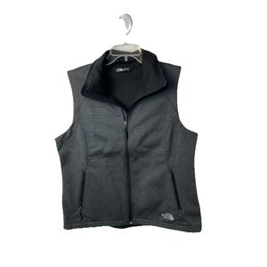The North Face Vest Womens Large Gray Fleece Zip Softshell‎ Windbreaker * Logo
